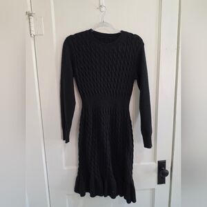 Elegant Black Cable Knit Dress